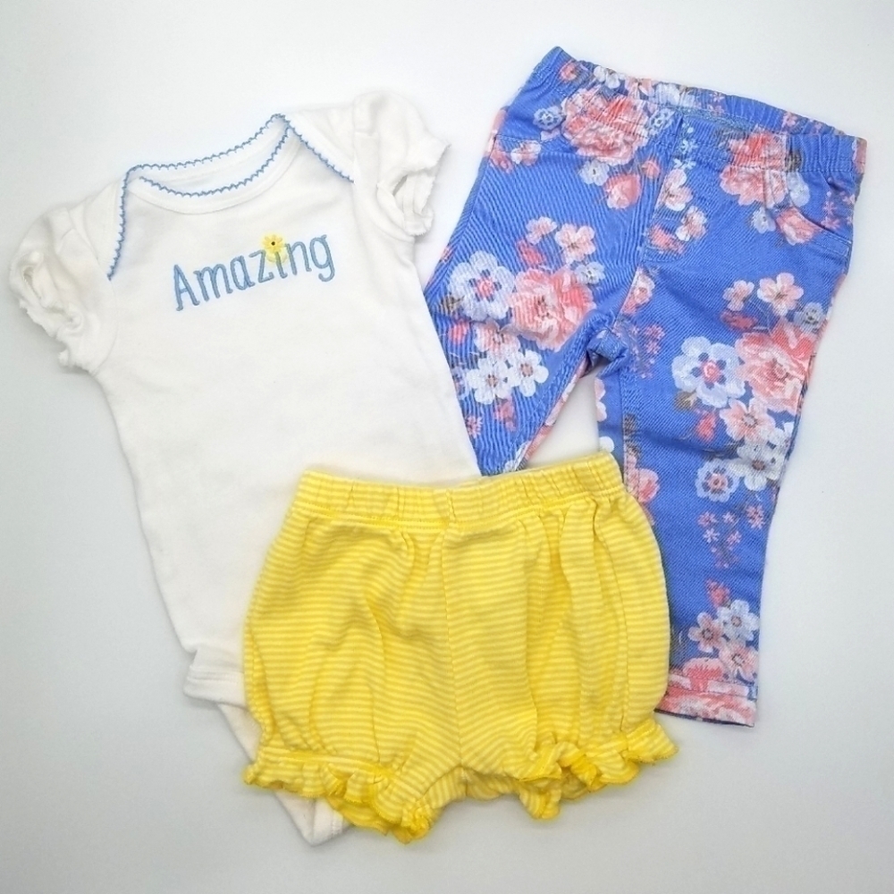 Carter's Floral Jeans with Matching Set 3m